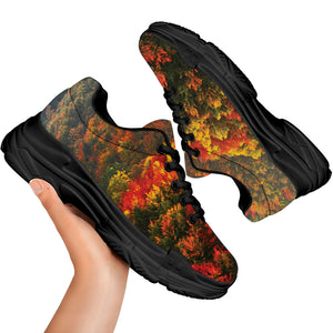 Autumn Mountain Print Black Chunky Shoes