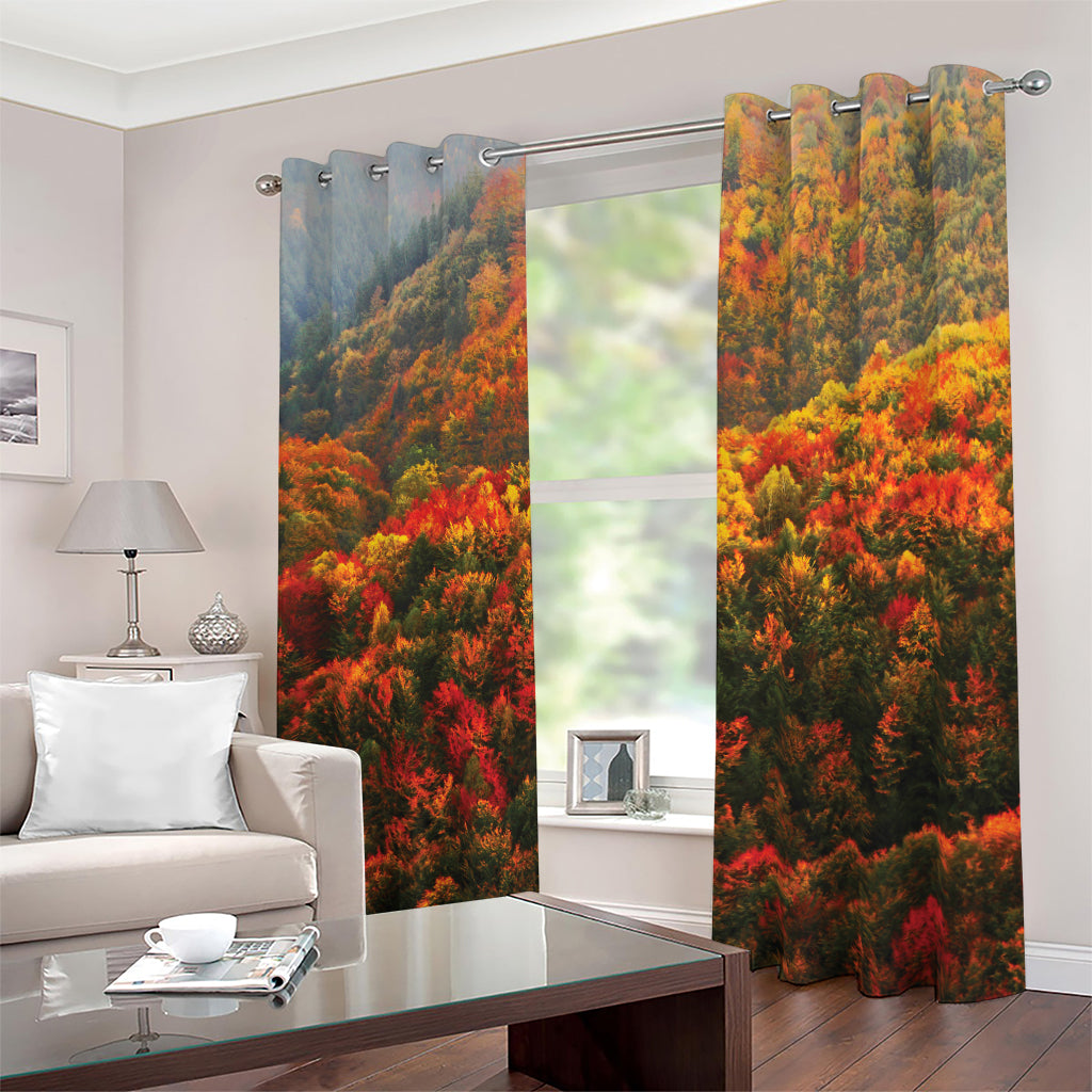 Autumn Mountain Print Blackout Grommet Curtains