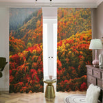 Autumn Mountain Print Blackout Pencil Pleat Curtains