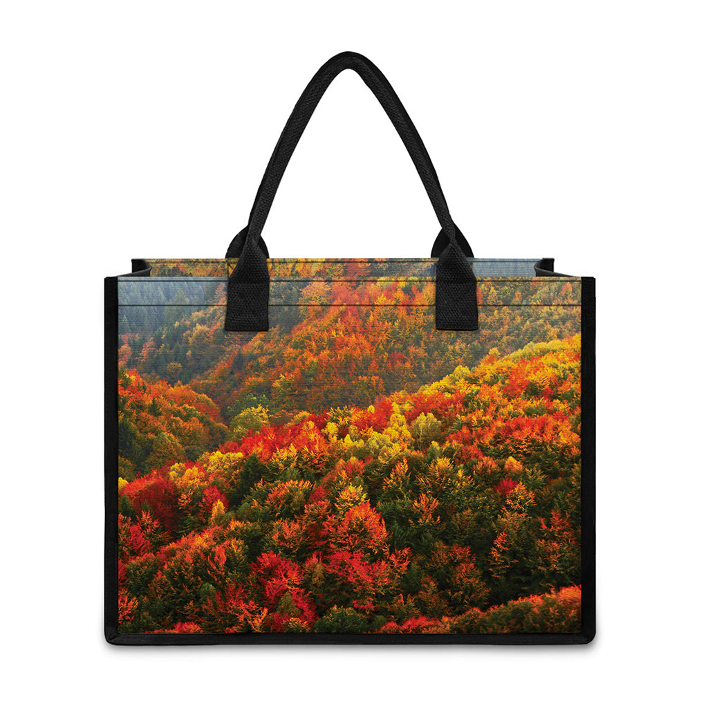 Autumn Mountain Print Canvas Tote Bag