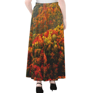 Autumn Mountain Print Chiffon Maxi Skirt