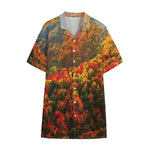 Autumn Mountain Print Cotton Hawaiian Shirt