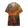 Autumn Mountain Print Cotton Hawaiian Shirt