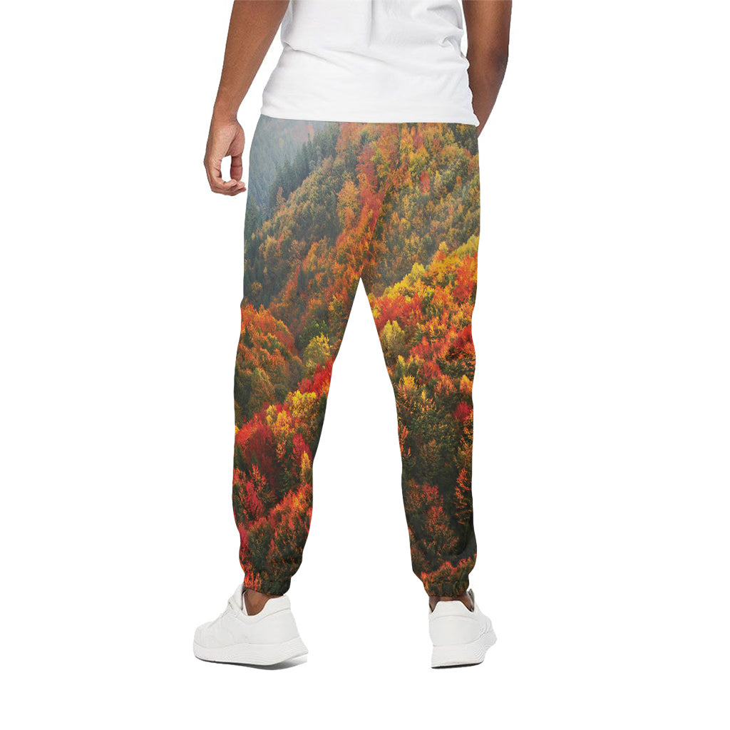 Autumn Mountain Print Cotton Pants