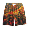 Autumn Mountain Print Cotton Shorts