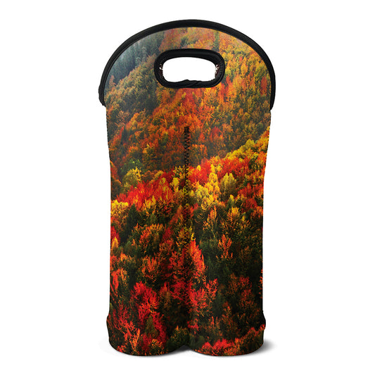 Autumn Mountain Print Double Neoprene Wine Tote
