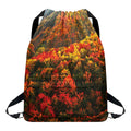 Autumn Mountain Print Drawstring Backpack