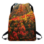 Autumn Mountain Print Drawstring Backpack