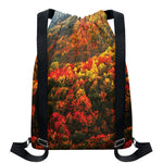 Autumn Mountain Print Drawstring Backpack
