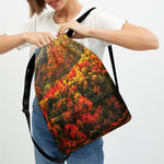 Autumn Mountain Print Drawstring Backpack