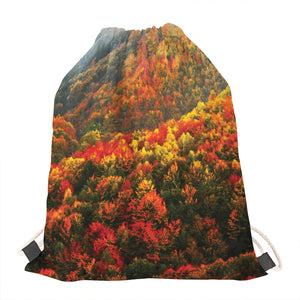 Autumn Mountain Print Drawstring Bag