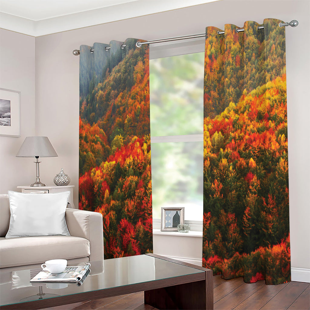 Autumn Mountain Print Extra Wide Grommet Curtains