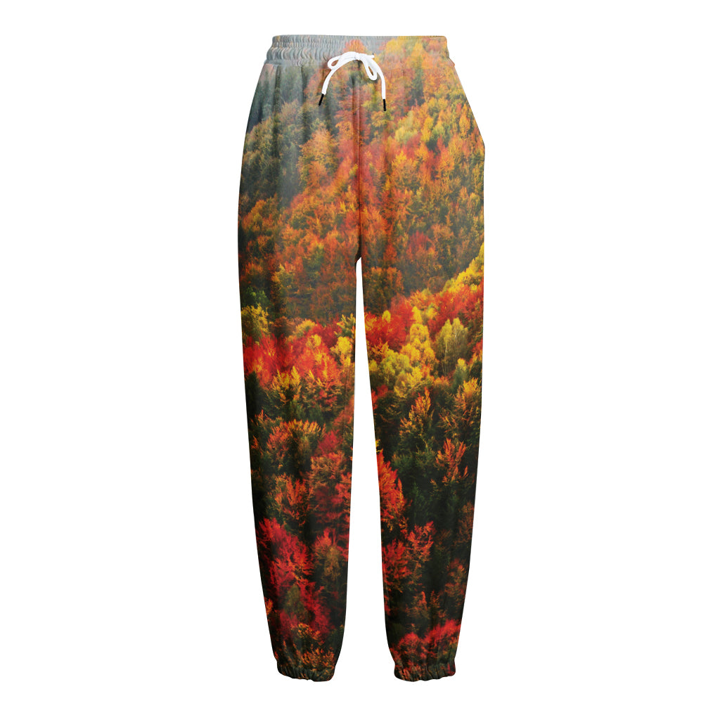 Autumn Mountain Print Fleece Lined Knit Pants