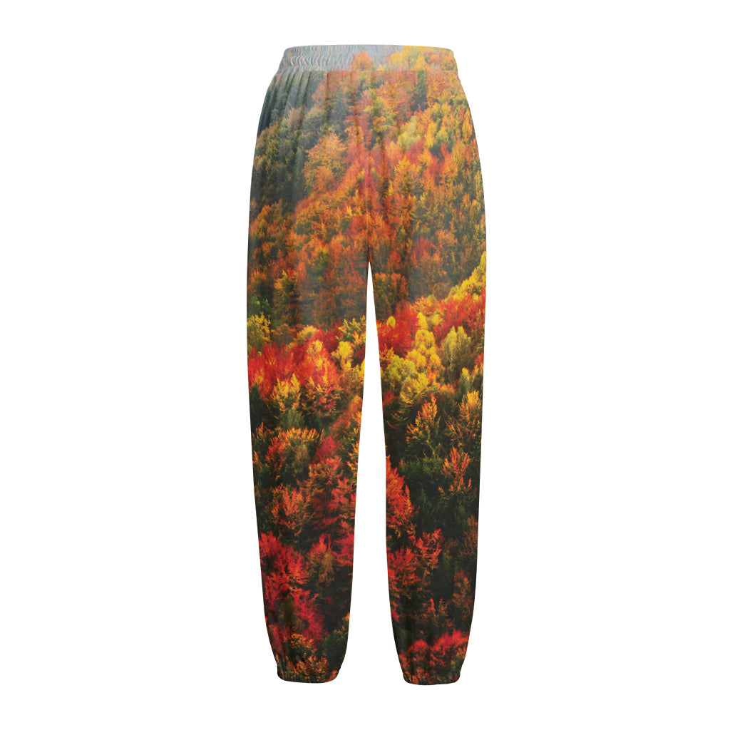 Autumn Mountain Print Fleece Lined Knit Pants