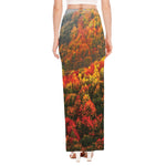 Autumn Mountain Print High Slit Maxi Skirt