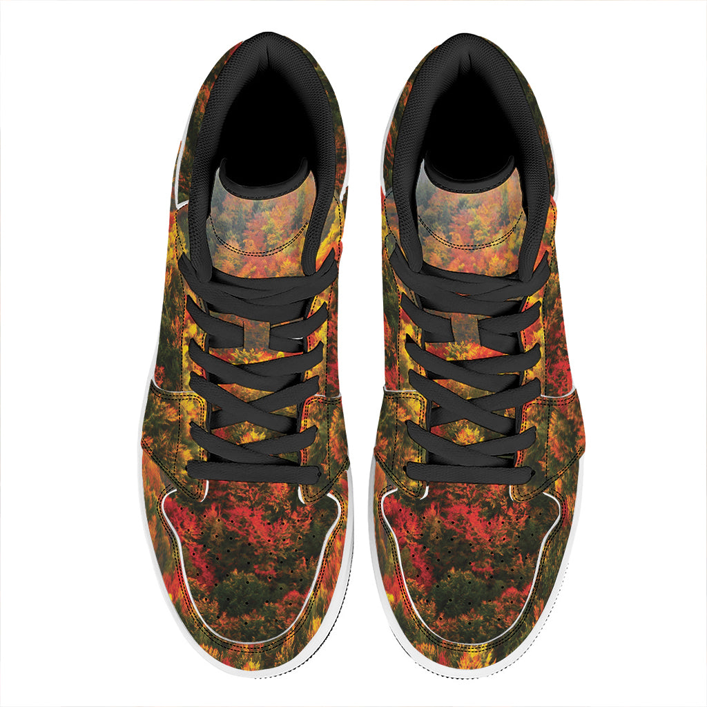 Autumn Mountain Print High Top Leather Sneakers