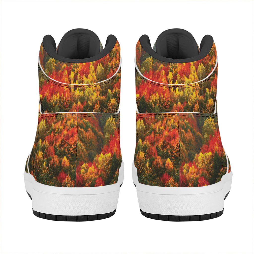 Autumn Mountain Print High Top Leather Sneakers