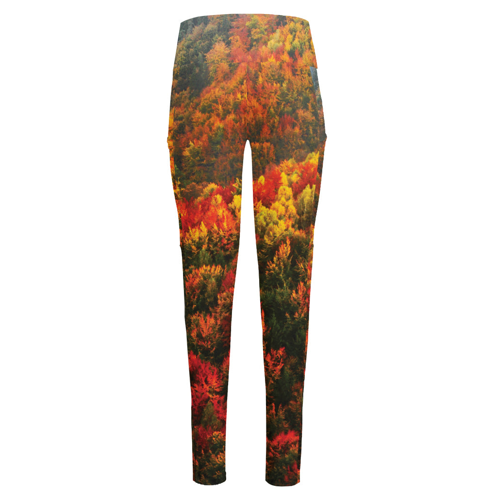 Autumn Mountain Print High-Waisted Pocket Leggings