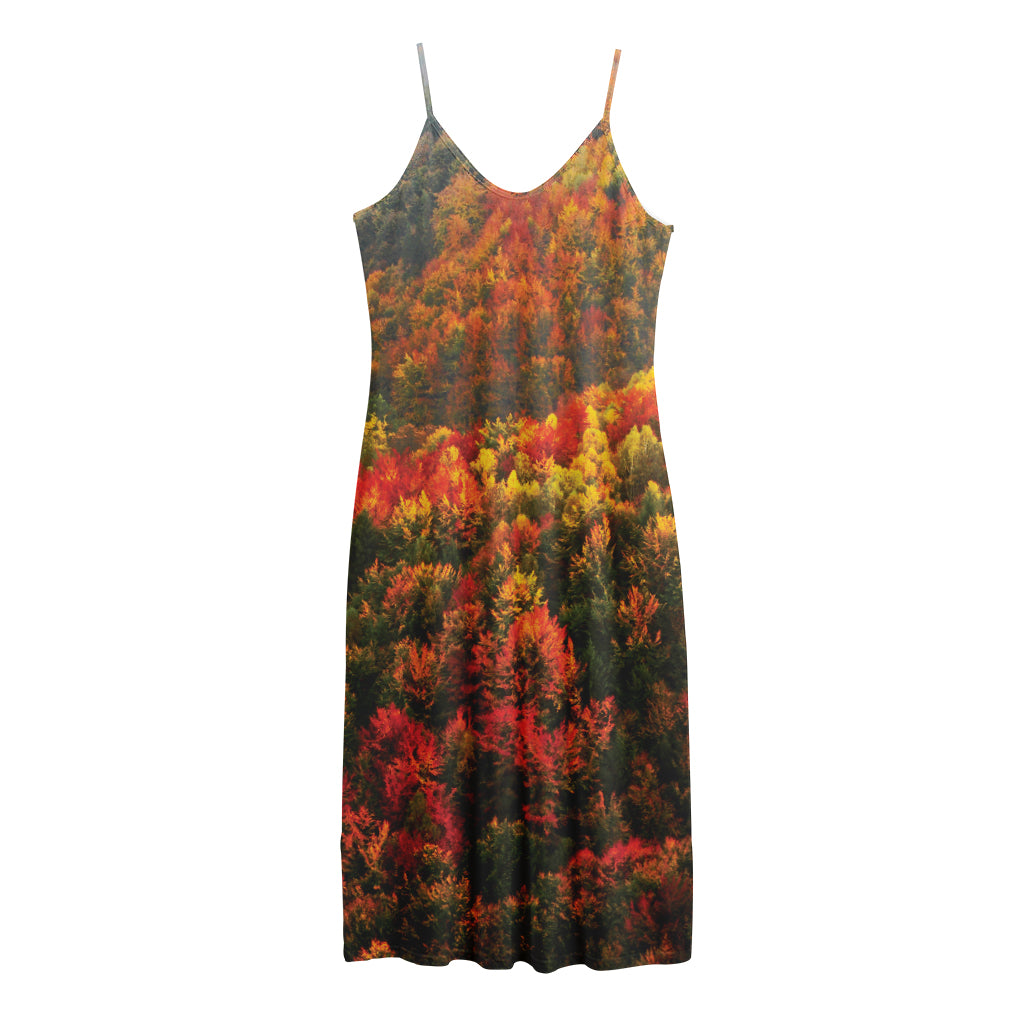 Autumn Mountain Print Jersey Midi Cami Dress