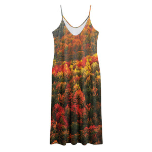 Autumn Mountain Print Jersey Midi Cami Dress