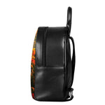 Autumn Mountain Print Leather Backpack