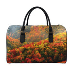 Autumn Mountain Print Leather Duffle Bag