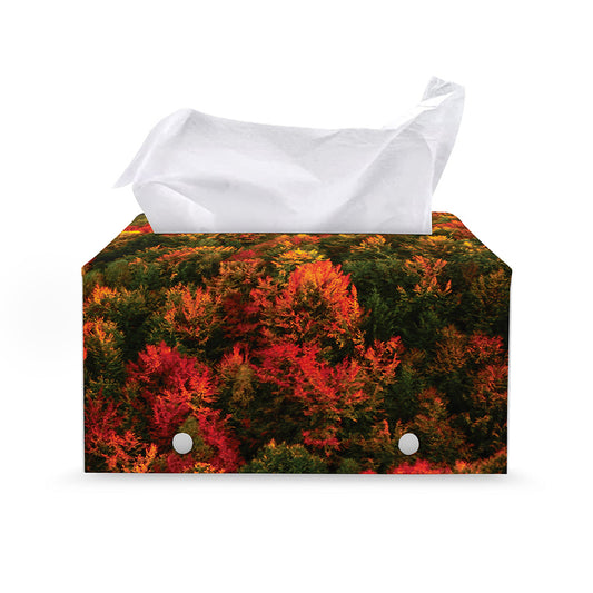 Autumn Mountain Print Leather Tissue Box Cover