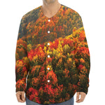 Autumn Mountain Print Long Sleeve Baseball Jersey