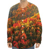 Autumn Mountain Print Long Sleeve Baseball Jersey