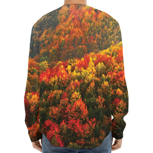 Autumn Mountain Print Long Sleeve Baseball Jersey