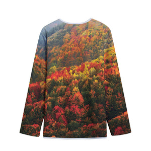 Autumn Mountain Print Long Sleeve Short Coat