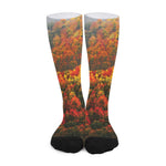 Autumn Mountain Print Long Socks