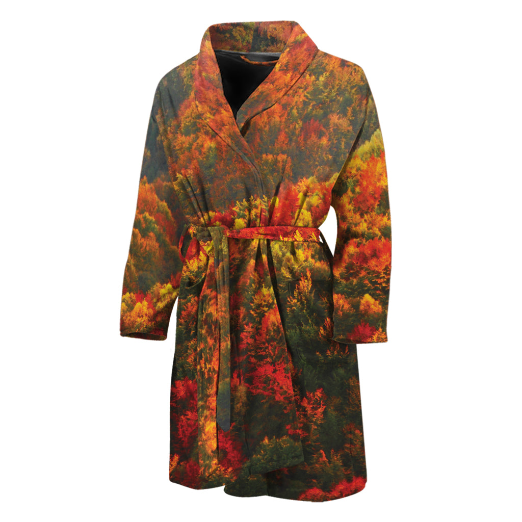 Autumn Mountain Print Men's Bathrobe