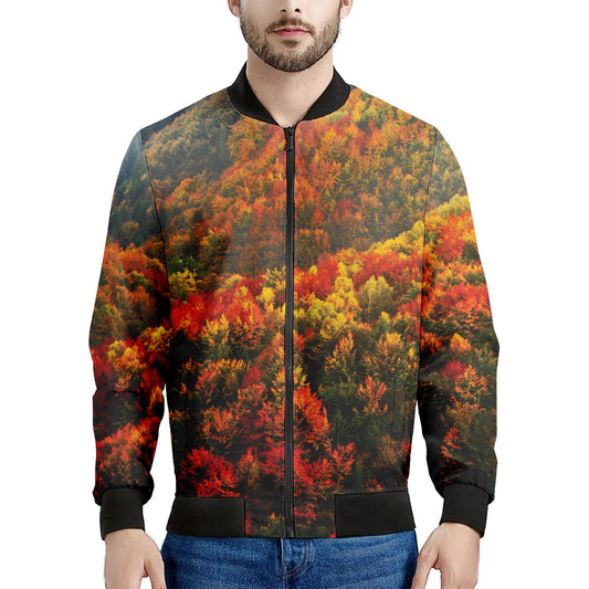 Autumn Mountain Print Men's Bomber Jacket