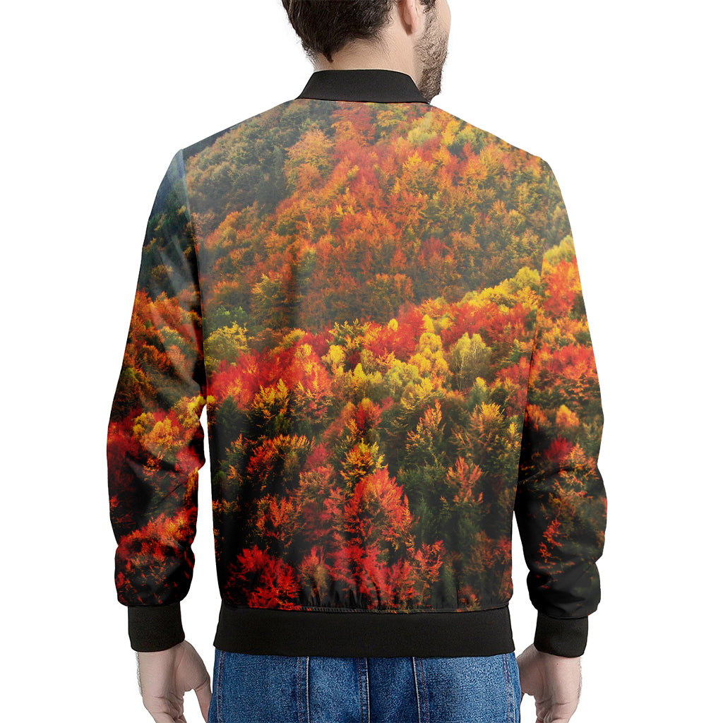 Autumn Mountain Print Men's Bomber Jacket