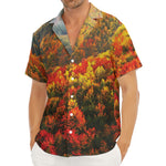 Autumn Mountain Print Men's Deep V-Neck Shirt