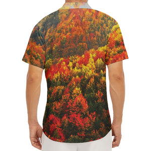 Autumn Mountain Print Men's Deep V-Neck Shirt