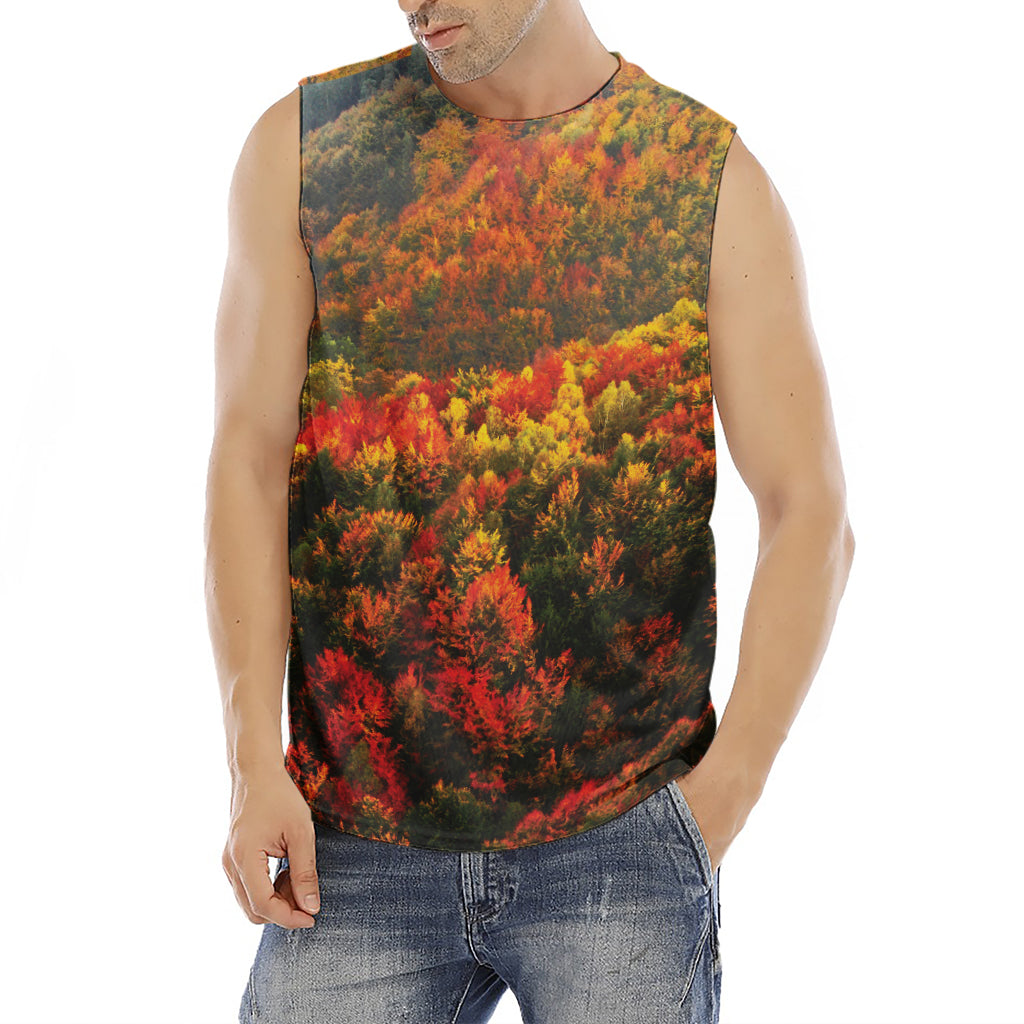 Autumn Mountain Print Men's Fitness Tank Top