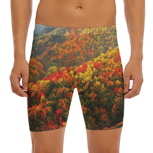 Autumn Mountain Print Men's Long Boxer Briefs