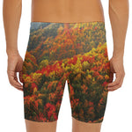 Autumn Mountain Print Men's Long Boxer Briefs