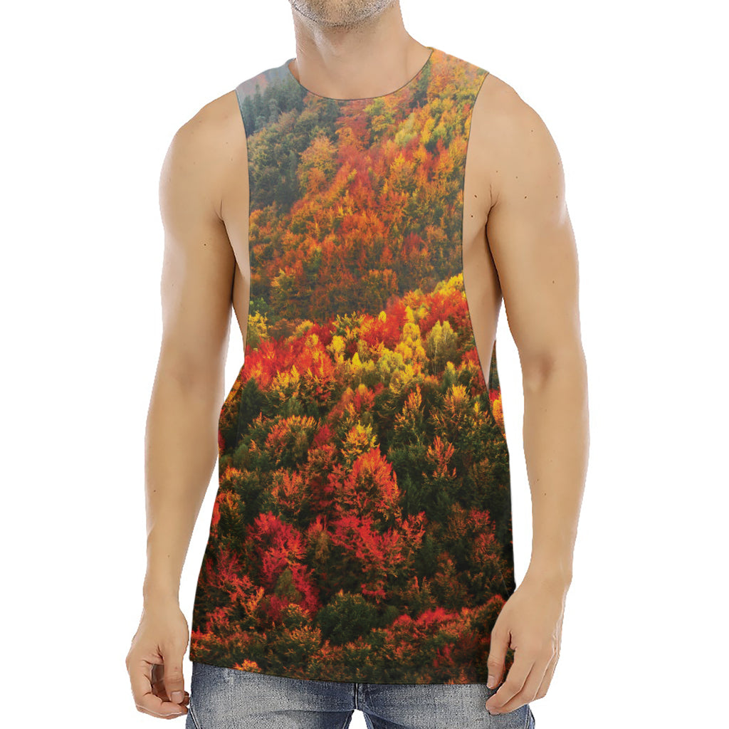 Autumn Mountain Print Men's Muscle Tank Top