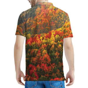 Autumn Mountain Print Men's Polo Shirt