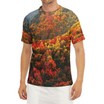 Autumn Mountain Print Men's Short Sleeve Rash Guard