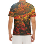 Autumn Mountain Print Men's Short Sleeve Rash Guard