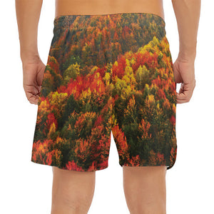 Autumn Mountain Print Men's Split Running Shorts