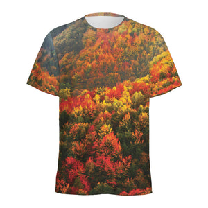 Autumn Mountain Print Men's Sports T-Shirt