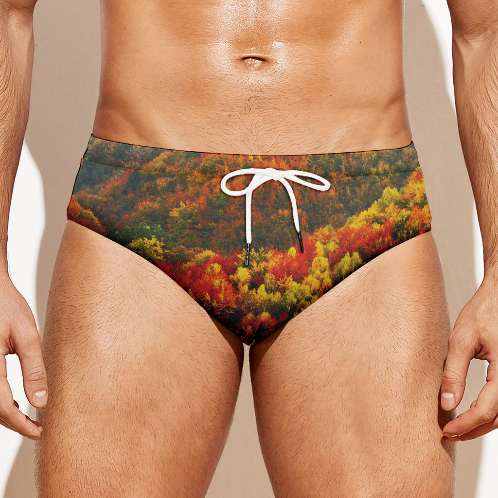 Autumn Mountain Print Men's Swim Briefs