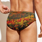 Autumn Mountain Print Men's Swim Briefs