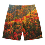 Autumn Mountain Print Men's Swim Trunks