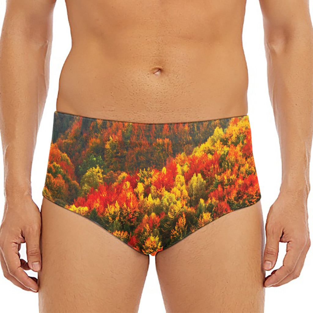 Autumn Mountain Print Men's Triangle Swim Briefs